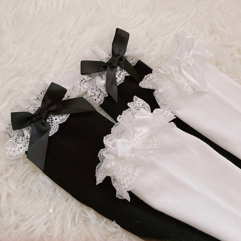 Japanese Bow Lace Spring And Autumn Mid-tube Socks