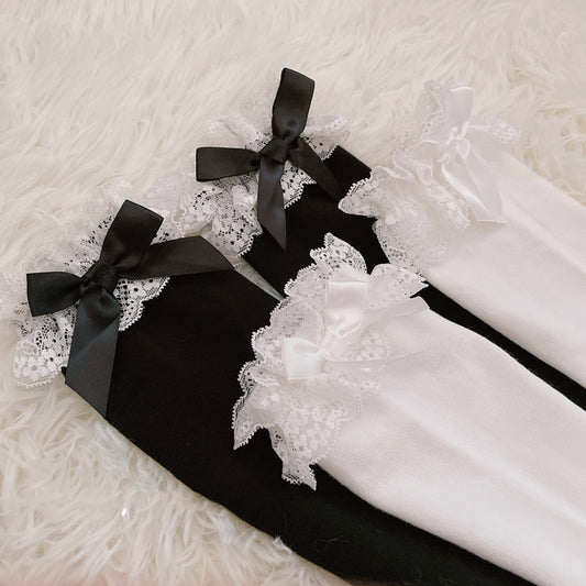 Japanese Bow Lace Spring And Autumn Mid-tube Socks
