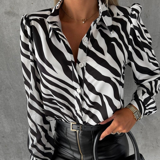 Womens Stylish Long-sleeve Printed Shirt