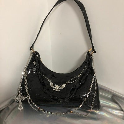 Skull Chain Underarm Bag Cross Crocodile Print Dark Hand Bill Of Lading Shoulder Bag