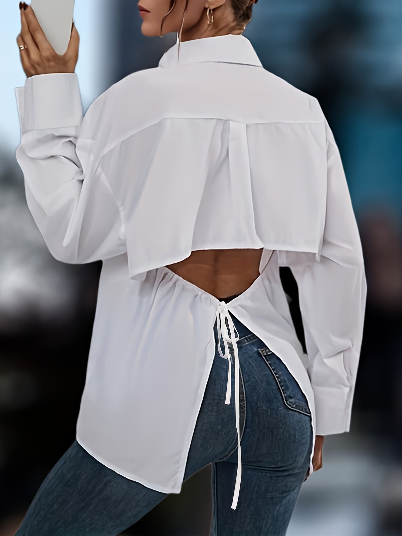 European And American Elegant Solid-color Long-sleeve Shirt