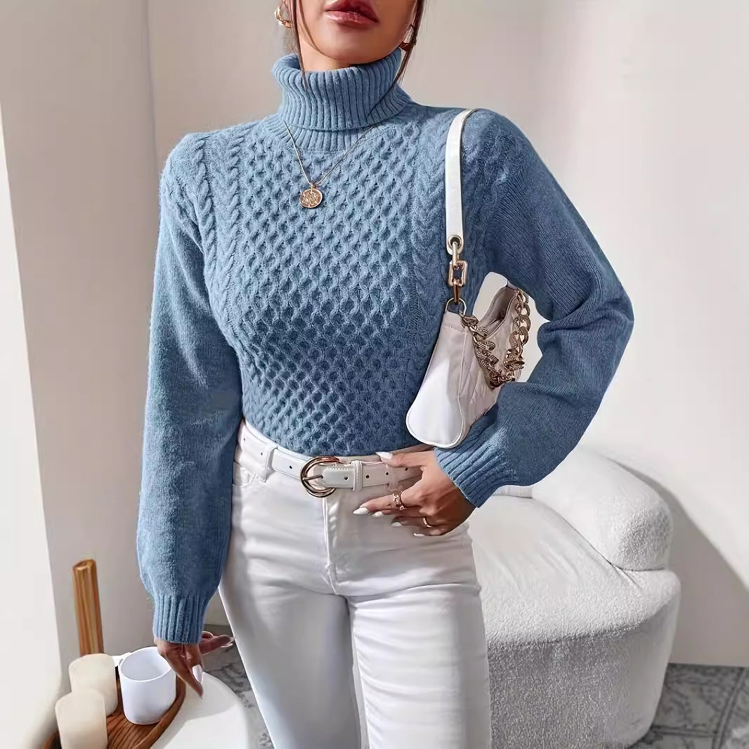 Autumn And Winter New High Neck Twist Woven Jacket