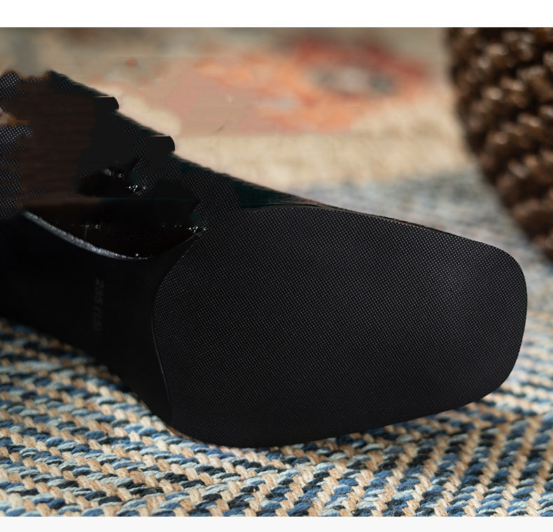 Simple Thick-heeled Boots With Velvet In The Tube