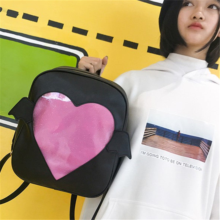 Transparent Cute Heart Window Soft Girl Backpack
