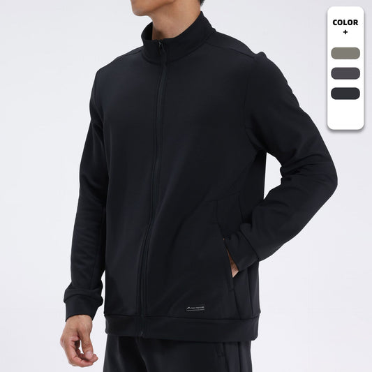 Mens Outdoor Windproof Sport Jacket With Stand Collar And Stretchy Fabric For Casual Wear
