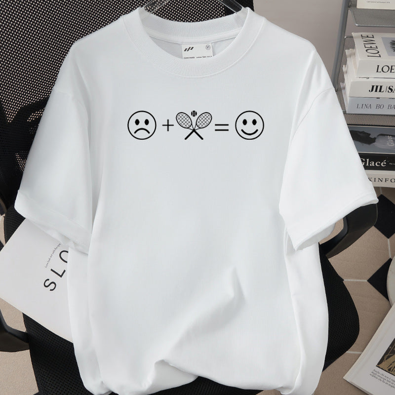 Loose-fit All-cotton Short-sleeve T-shirt With A Round Neck And A Printed Design
