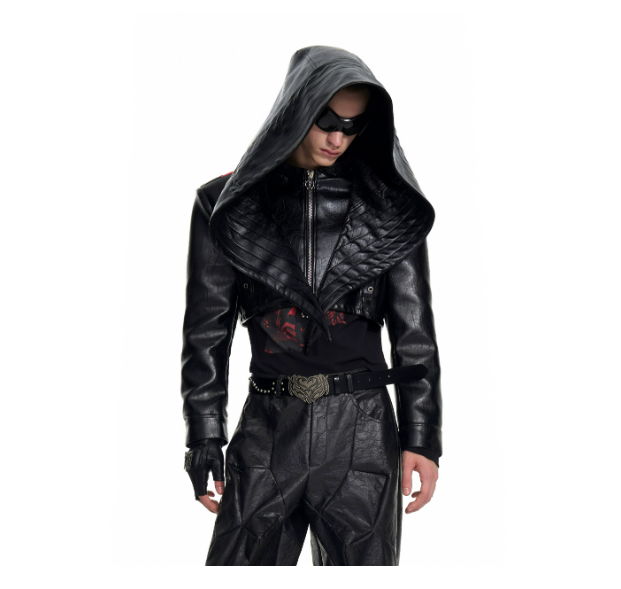 Leather Jacket Coat Men's Autumn Red Stitching Short Leather Jacket