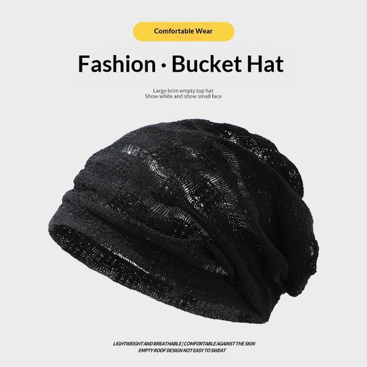 Knitted Hollow Cotton-Linen Face-Slimming Headwrap For Women