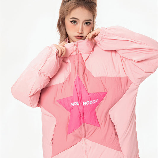 Corduroy Patchwork Stand-up Collar Men's And Women's Coats