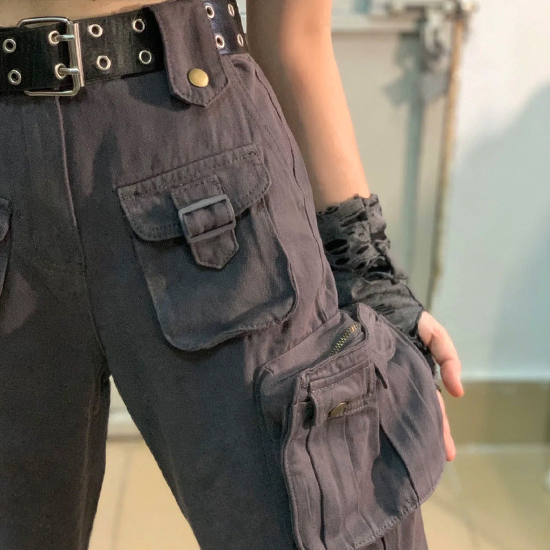 West Coast Spicy Girls Multi Pocket High Waist Military Wide Leg Pants