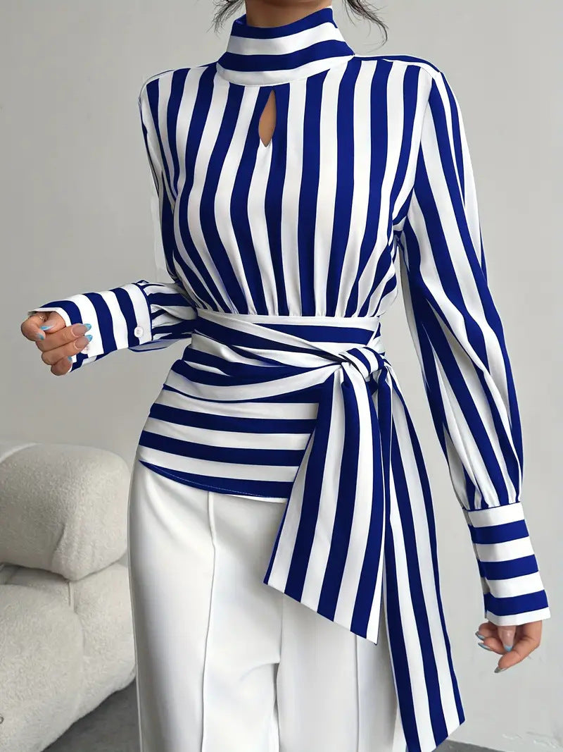 Vintage Scarf-Neck Long-Sleeve Elegant Shirt For Women