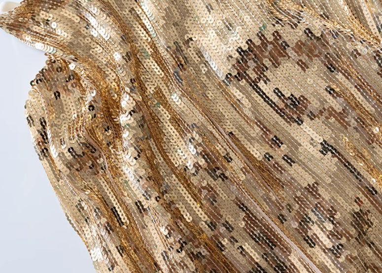Gold And Silver Color Glitter V-neck Sling Vest