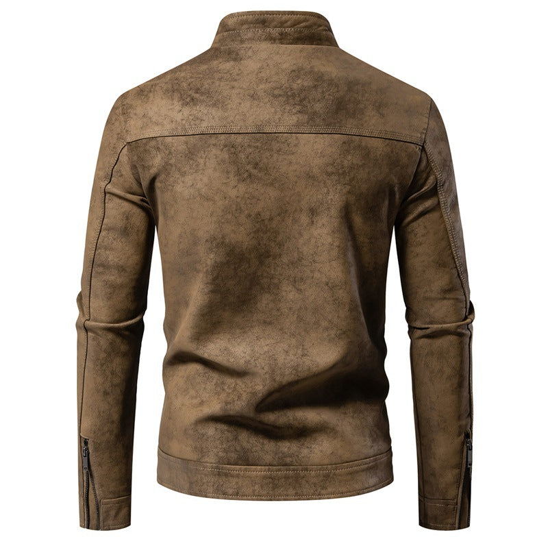 Men's American-style Retro Tie-dyed Leather Jacket