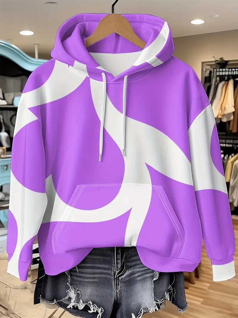 Women's Printed Hooded Pullover Sweatshirt