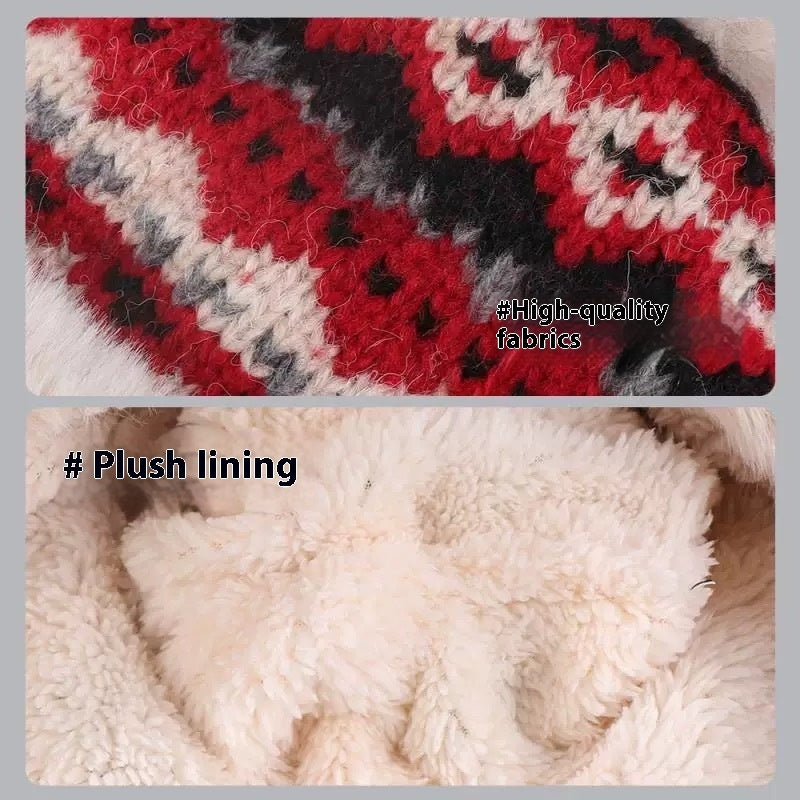 Retro Ethnic Style Plush Knitted Hat Women's Autumn And Winter Cold Protection Earflaps Woolen Cap