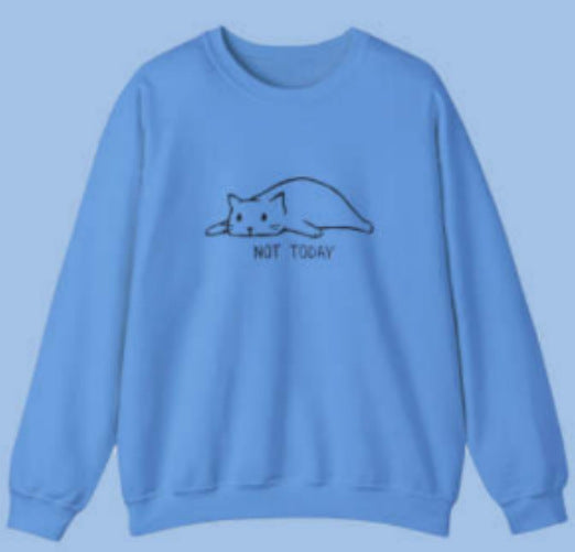 Rundhalset sweater med doven kattebogstav Langærmet top