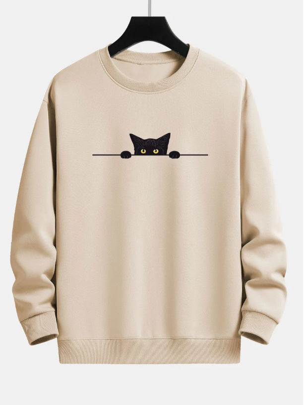 Creative Cat Print Cute Cat Round Neck Sweater