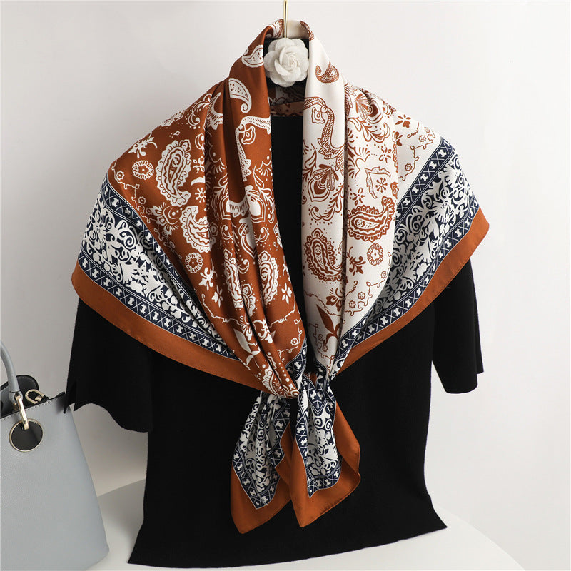 Ladies Fashion Simple Retro Printed Square Scarf