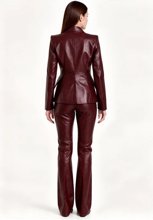 Burgundy Leather 2-Piece Suit