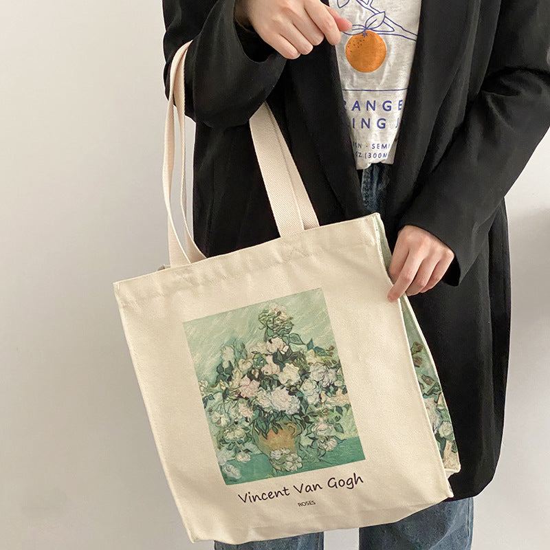 Creative Simple Oil Painting One Shoulder Canvas Bag