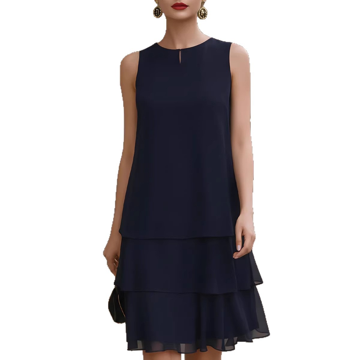 Casual Multi-Layer Chiffon Flowy Dress New Style