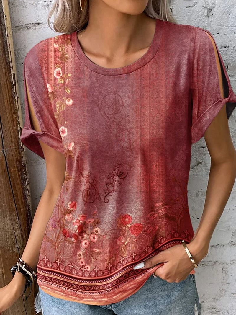 Women's Casual And Comfortable Short-sleeve Printed Top