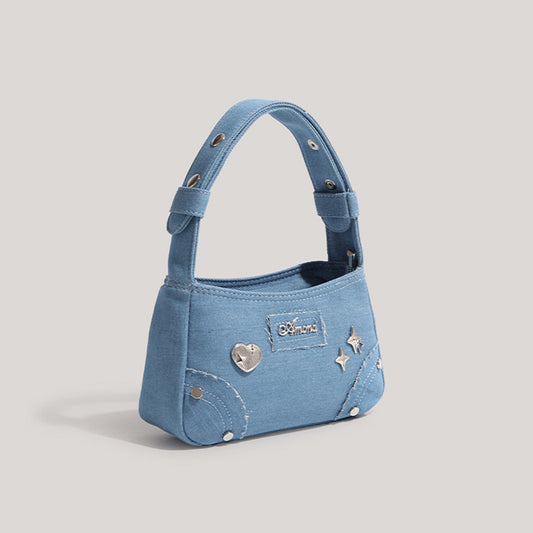 Retro Minority Design Small Handbag Summer New Metal XINGX Denim