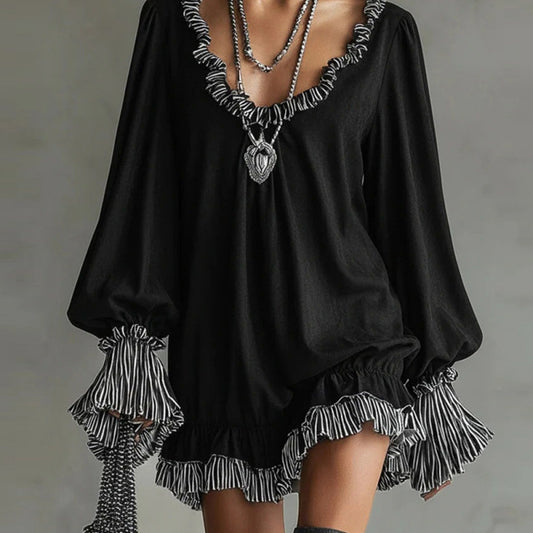 FallWinter Cropped Ruffled Dress That Flatters