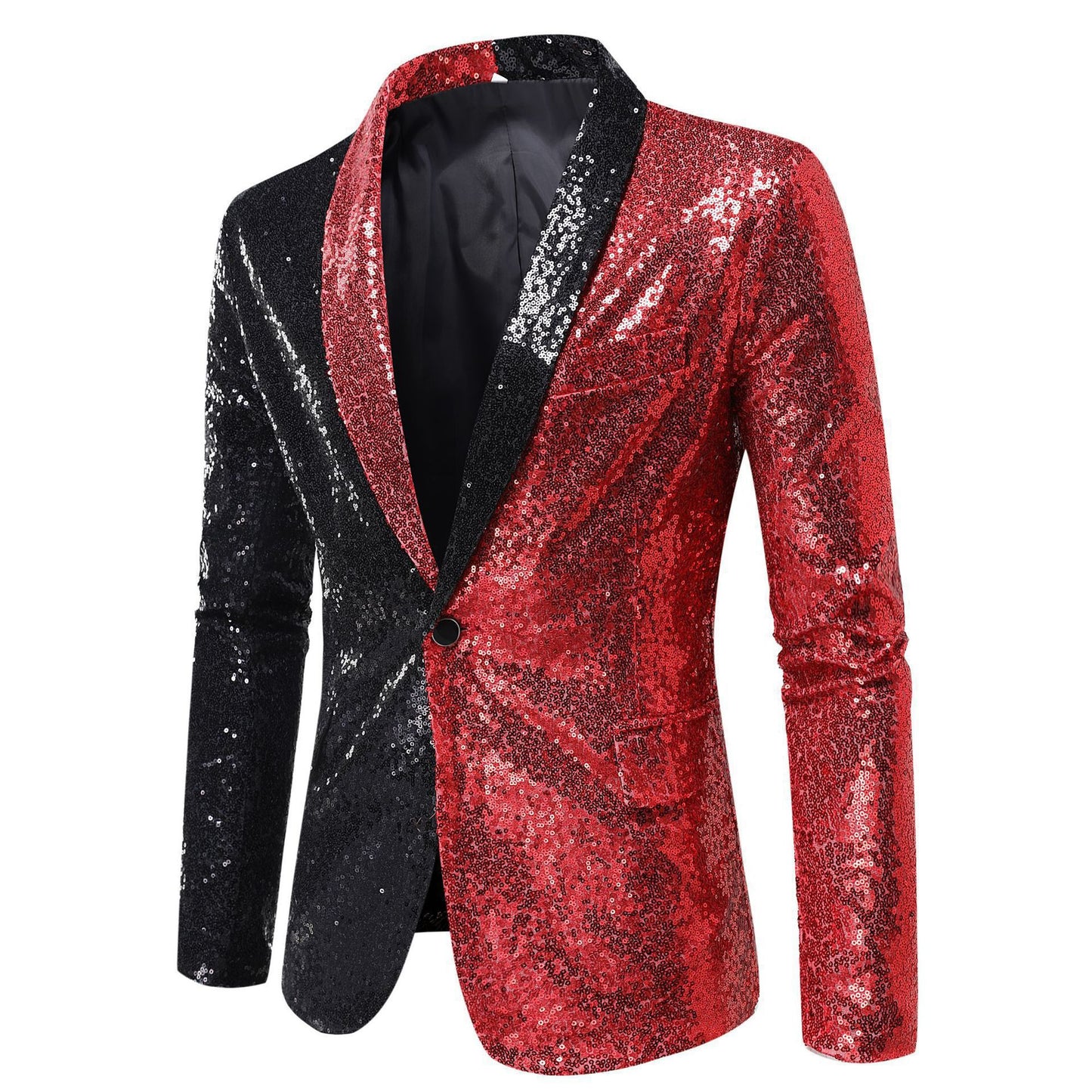 Euro-American Performance Dress Color-blocking Sequin Suit