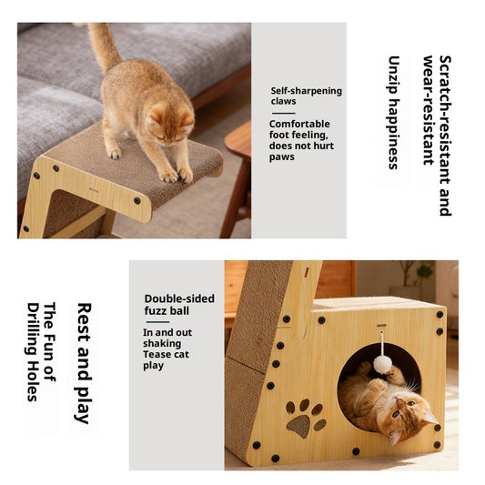 All-in-one Multifunctional Corrugated Paper Cat Self-entertainment Scratcher