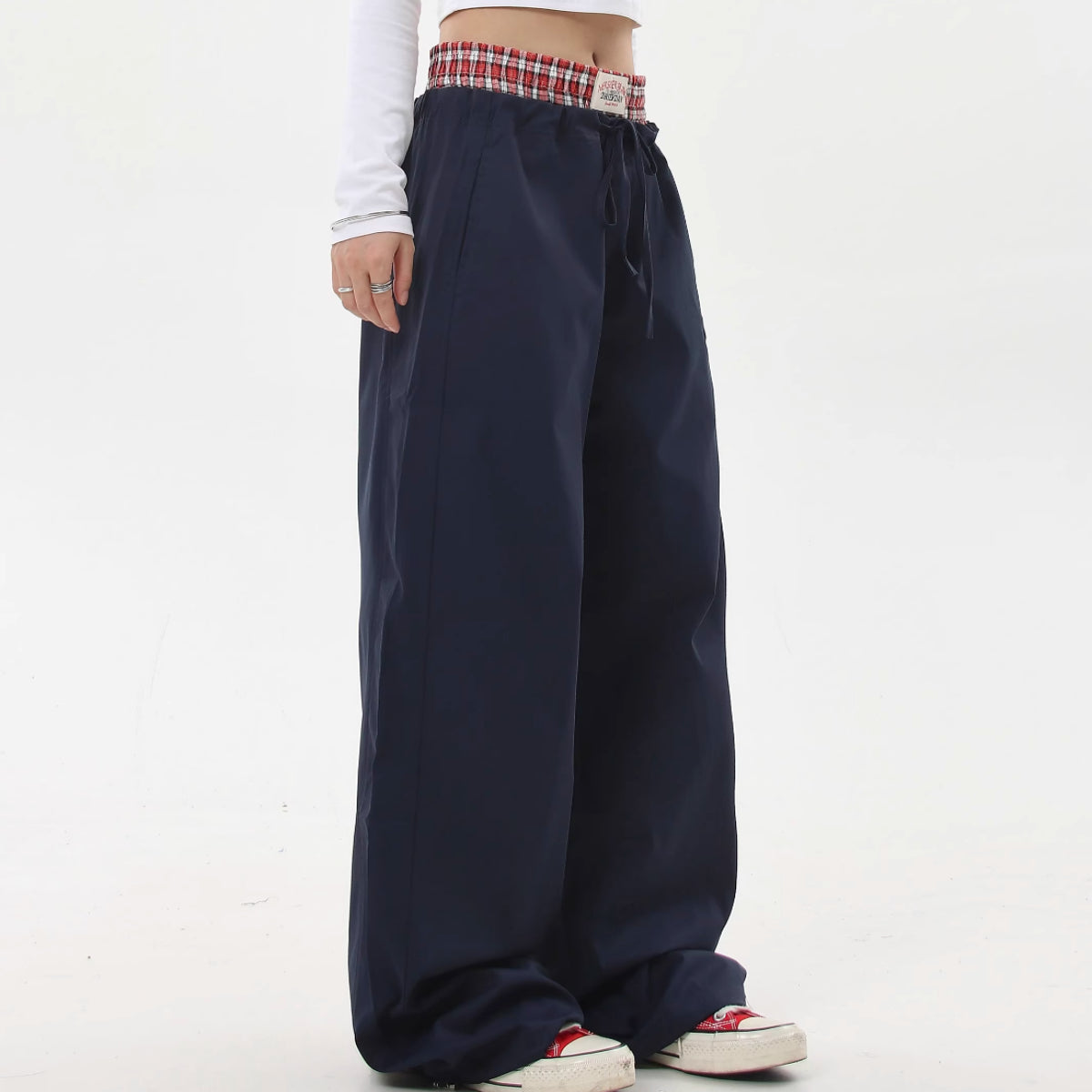 Women's Retro Fake Two-piece Casual Trousers
