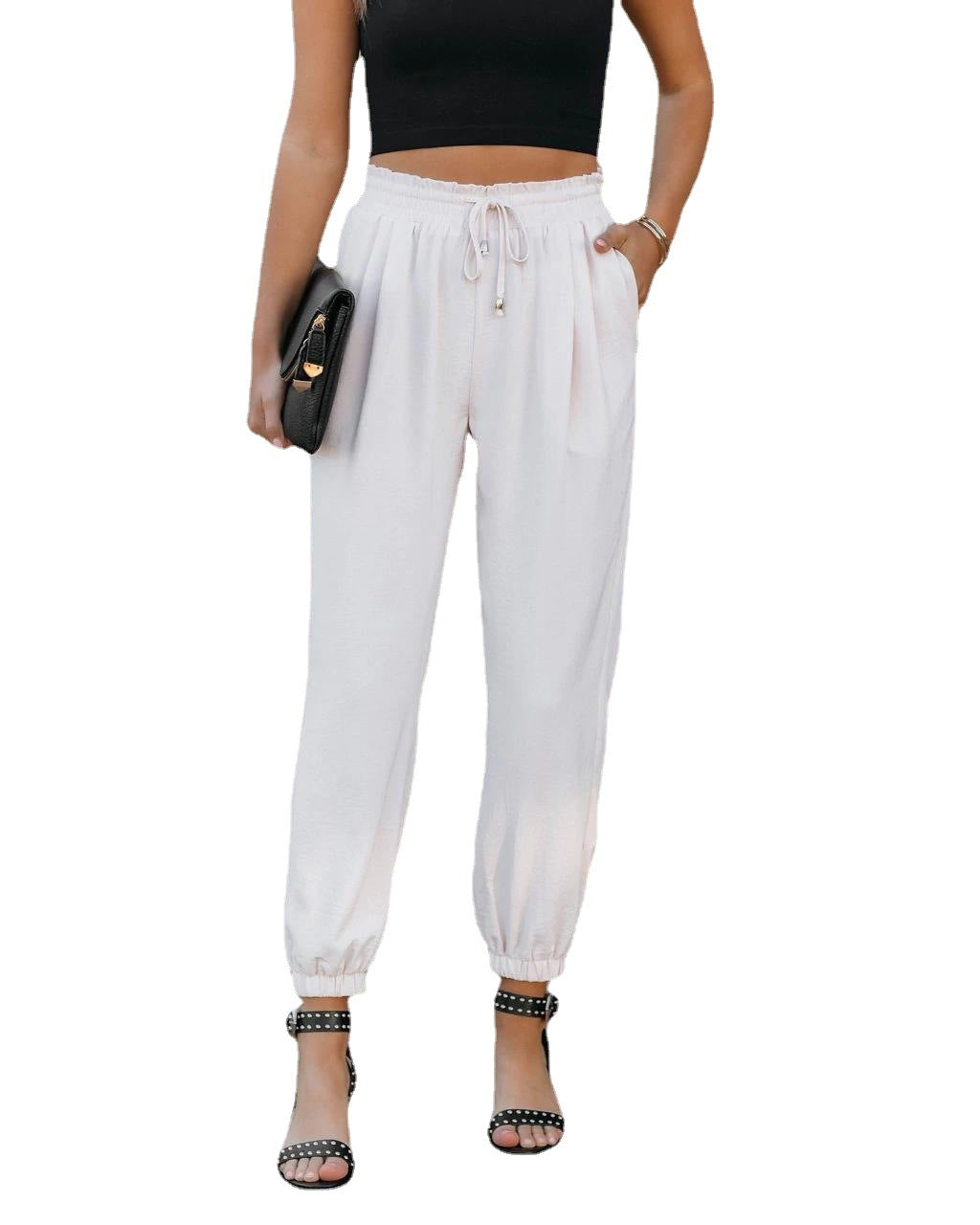 Summer Urban Casual Women's Trousers Small Foot Elastic Waist Casual Pants