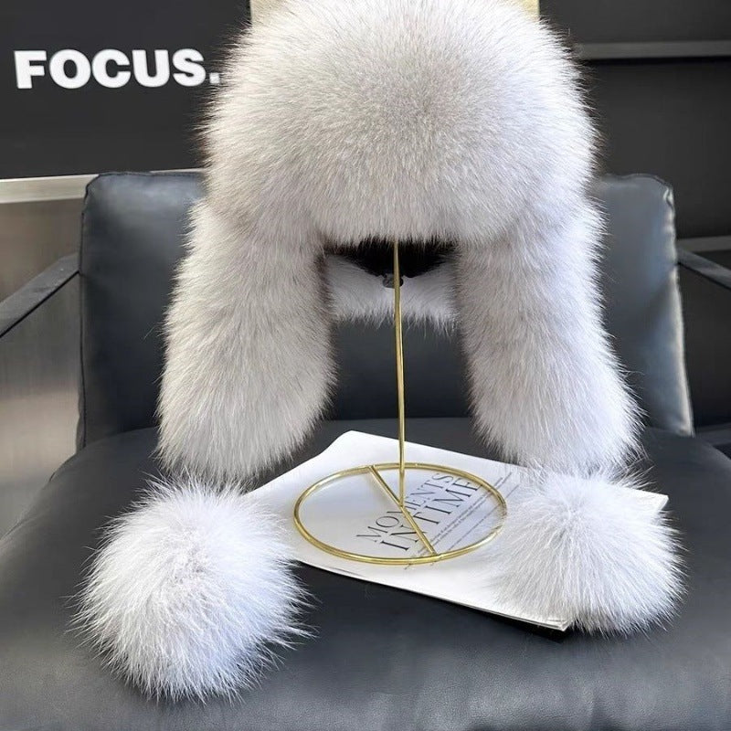 Women's Cotton Fox Fur Ushanka Slimming
