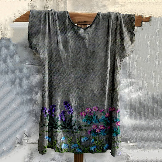Fashion Digital Printing Loose Casual Women's Top
