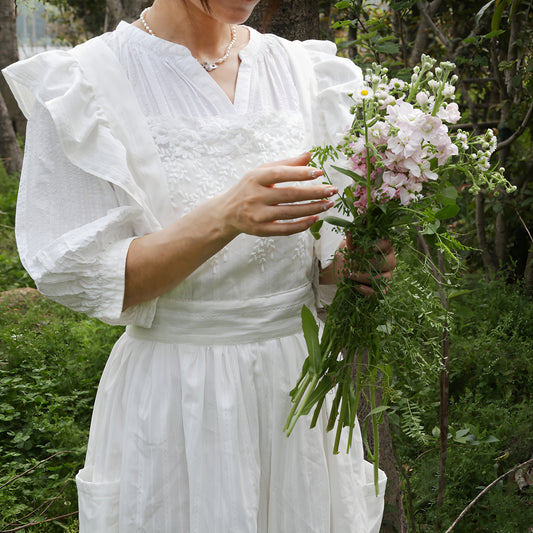 French-Style Vintage Ruffle Lace Apron Dress