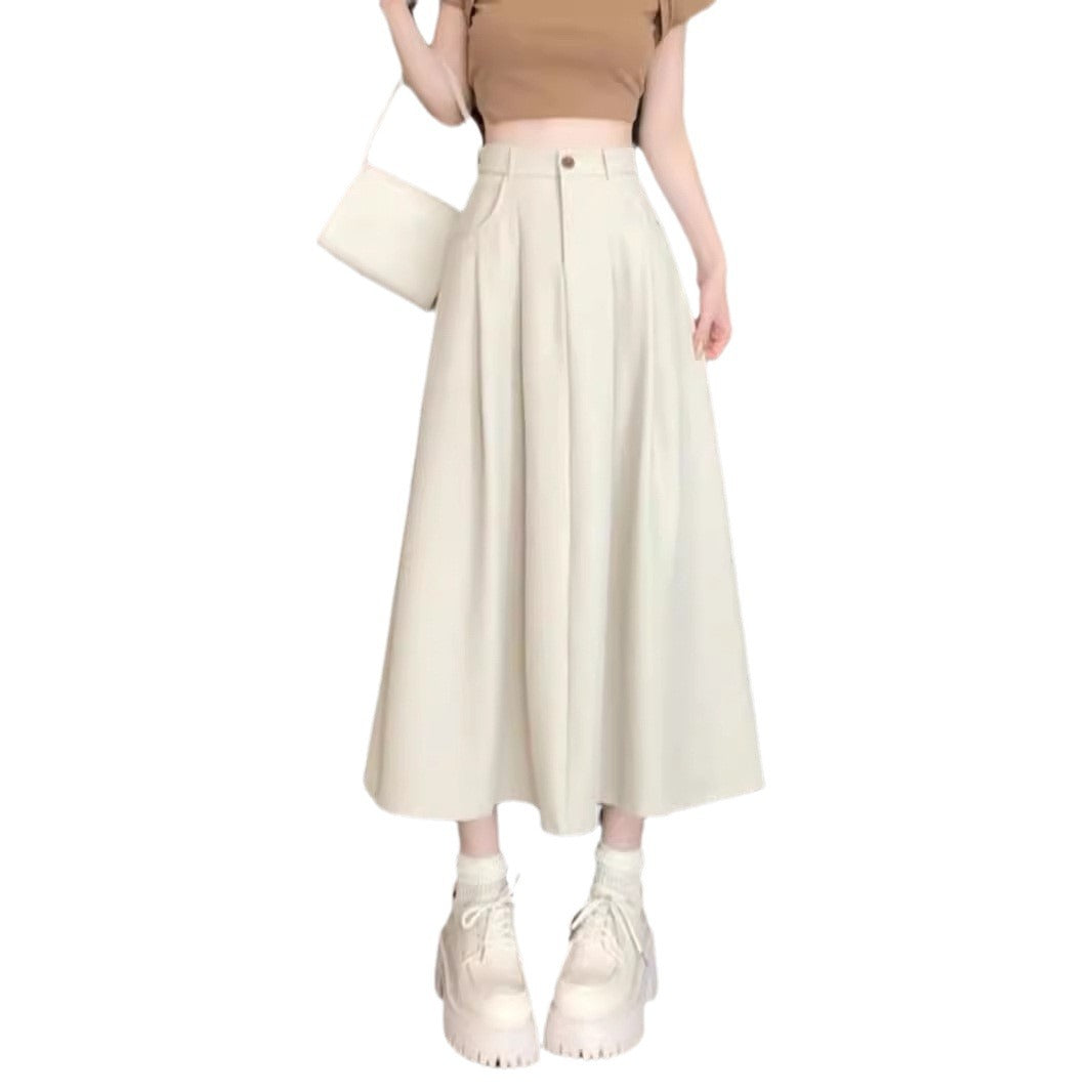 Draping  Women's Casual High Waist A- Line Skirt