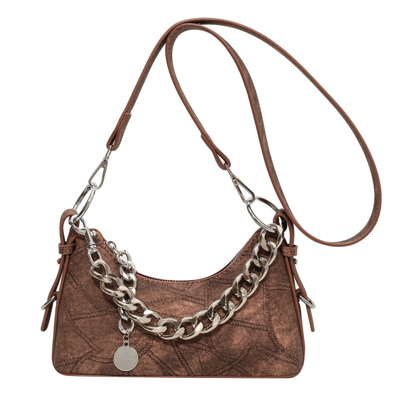 Stitching Underarm Chain Denim Shoulder Messenger Bag