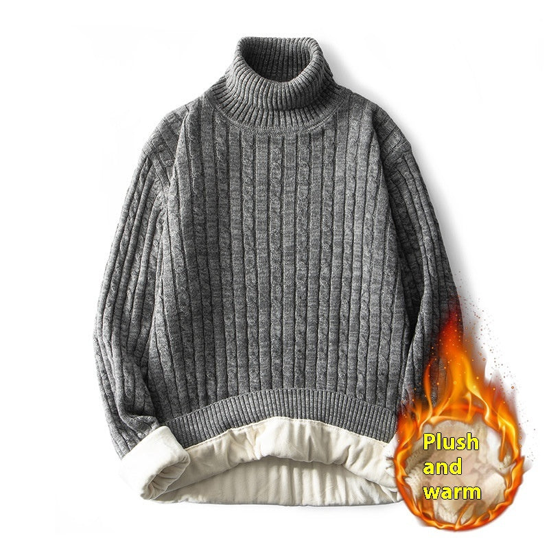 Men's Fleece-lined Thick Neck Sweater