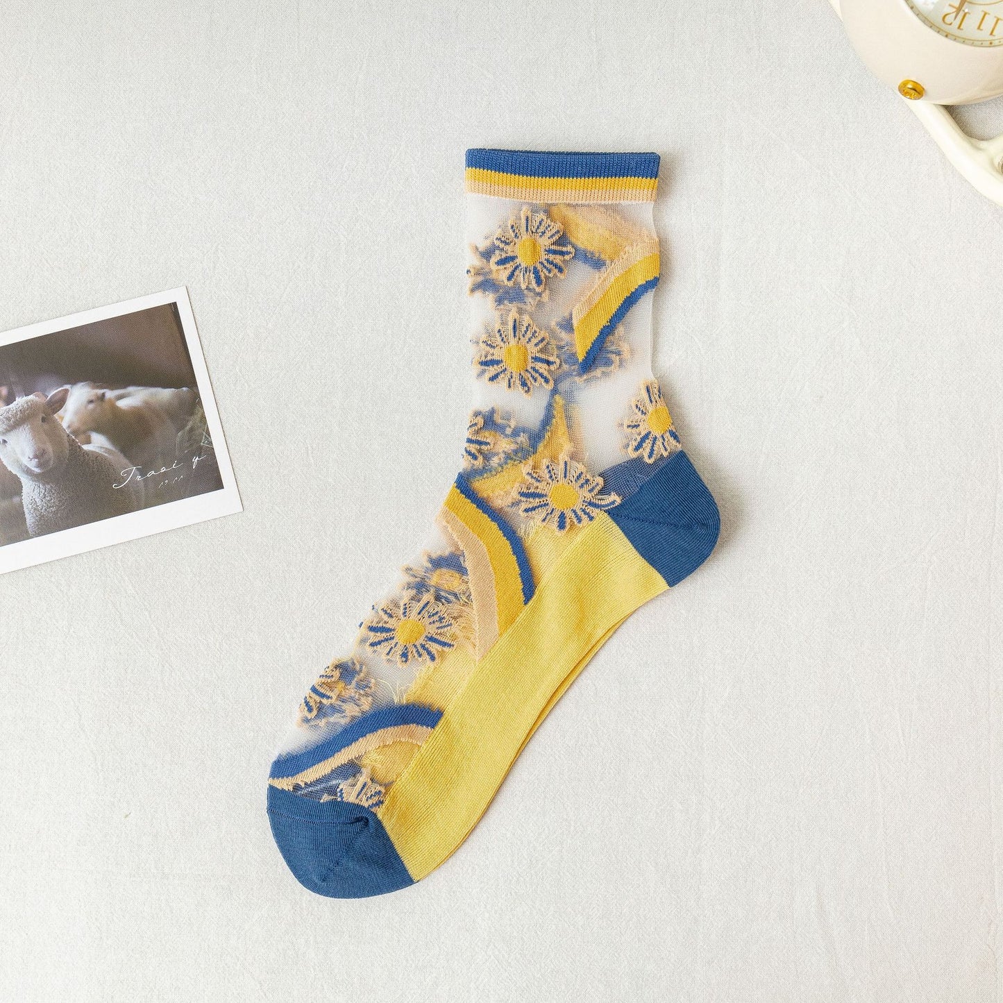 Dame Strømper af Glasfiber i Mellemlang Længde med Blomstermotiv