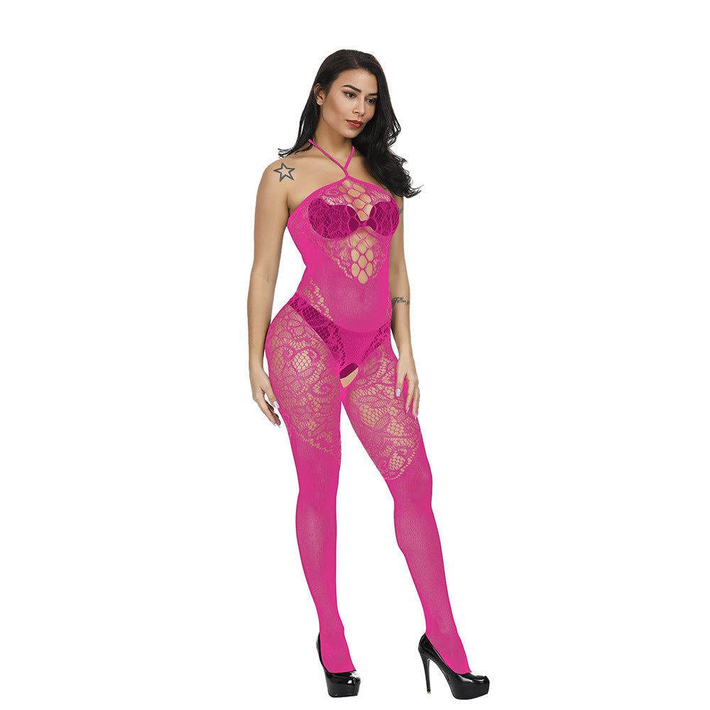 Women's Jacquard Sexy Mesh Camisole Jumpsuit