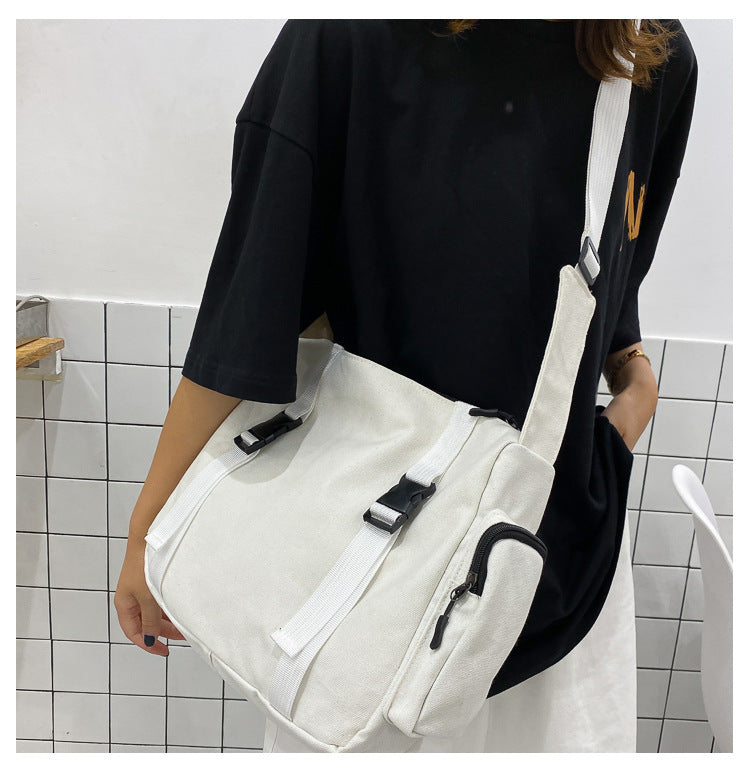 Women's Simple Tooling Messenger Canvas Bag