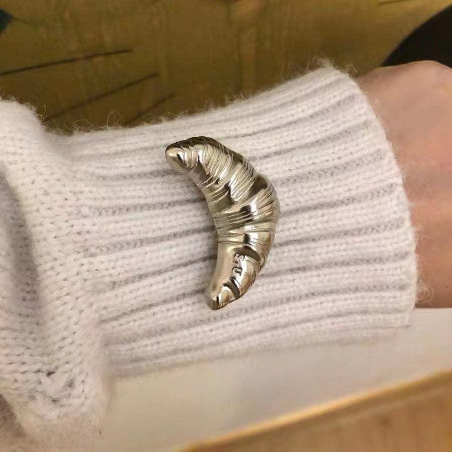 Croissant Corsage Broche High-end Kvindeligt Designfølelse Niche Sølv Kan Rose Par Emblem