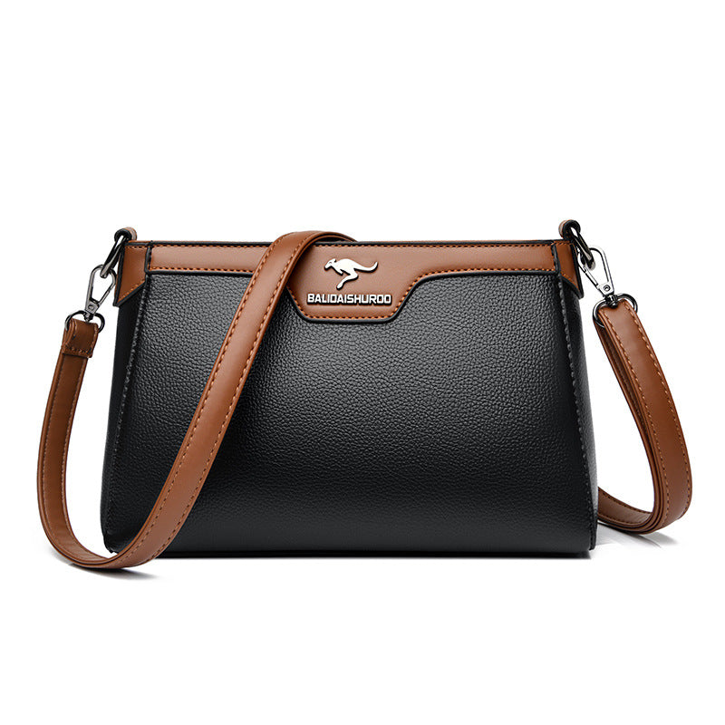 One Shoulder Blød Læder Lille Firkantet Syning Kvinder Crossbody Taske