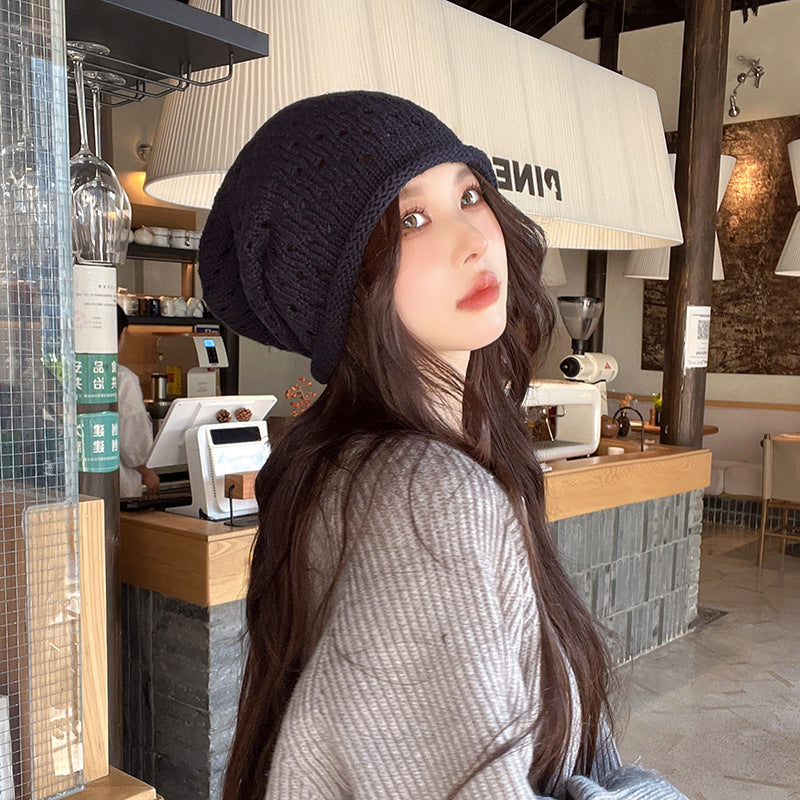 Breathable Closed Toe Hat Trendy Big Head Circumference Loose Pile Heap Cap