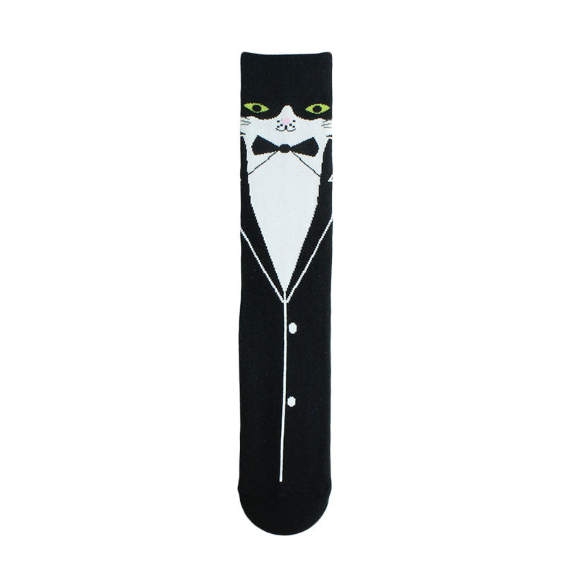 European And American Cartoon Cat Printing Tube Socks