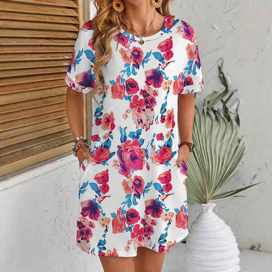 Printed Short Sleeve Dress For Women