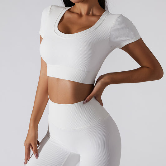 Yoga Clothes Short-sleeved Umbilical Running Sports Top Women's Quick-drying Nude Fitness Short-sleeved T-shirt