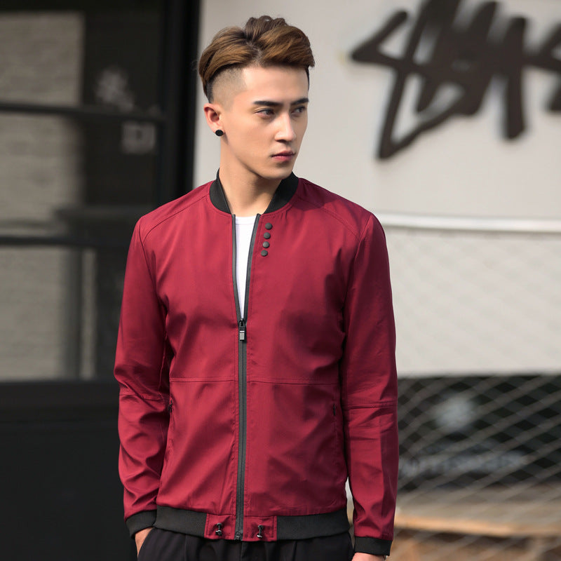 New Style Men's Coat Jacket Men's Stand-up Collar Thin Section Trendy Men's Large Size Jacket