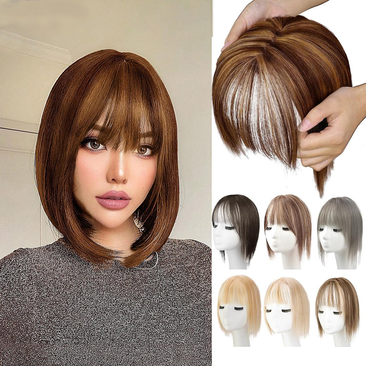 Wig Women's Natural Lightweight Breathable Cover Gray Hair Invisible