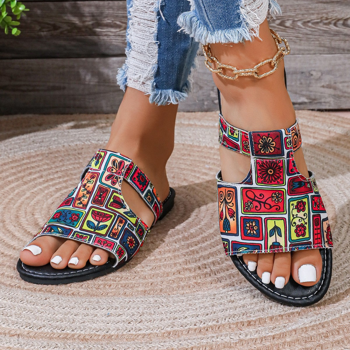 Women's Breathable Multicolor Printing Sandals